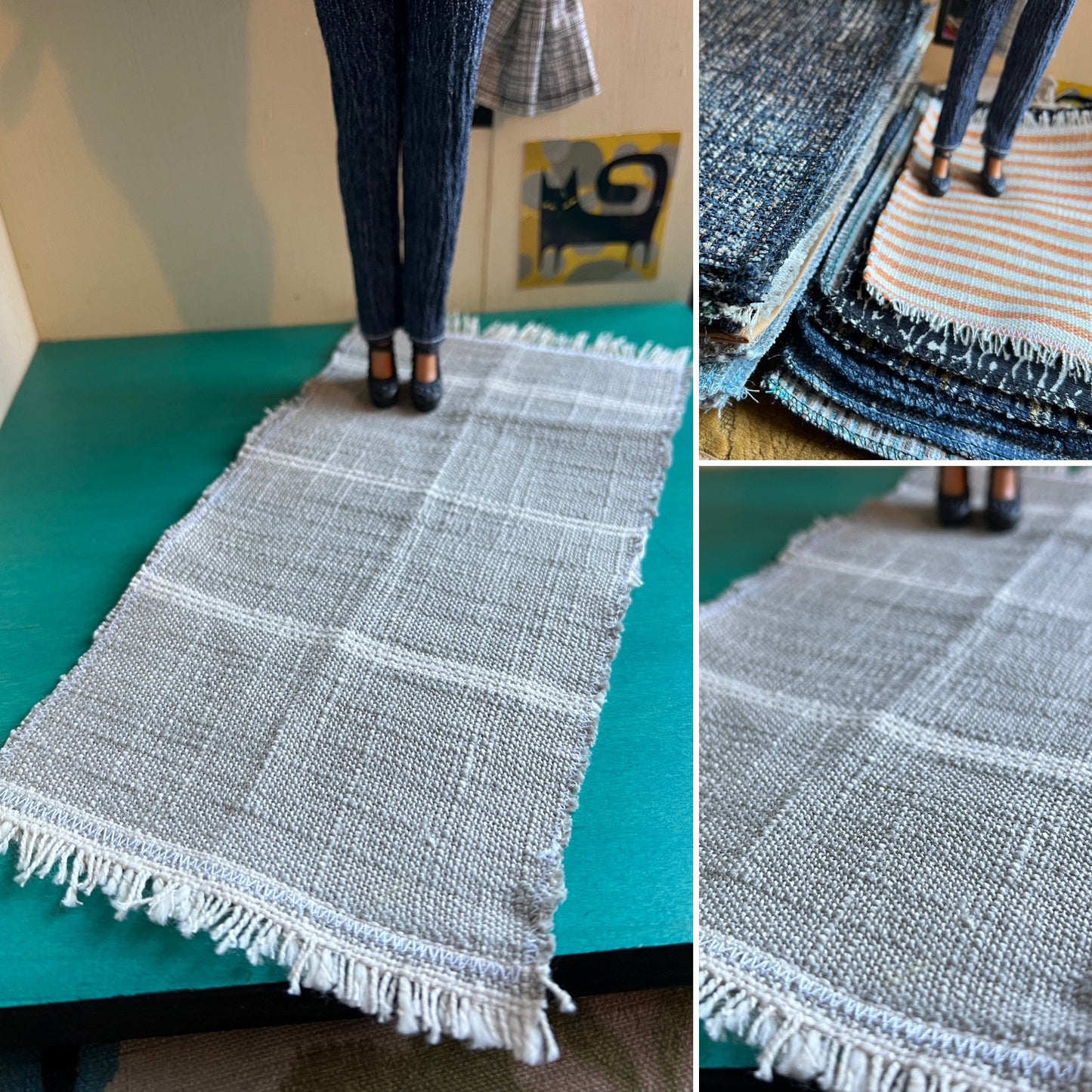 Dollhouse Rug - Upholstery Sample -  Miniature 1:12 or 1:6 Scale