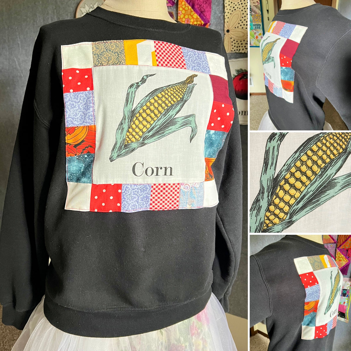 A Quilty Crewneck Sweatshirt or Longsleeve Tee - Thrifted Upcycled Clothing