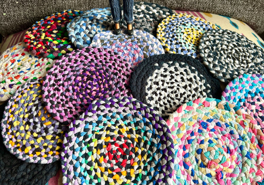 Dollhouse Rug - 5" Diameter Braided -  Miniature 1:12 or 1:6 Scale