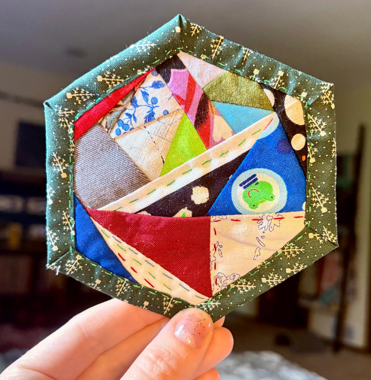 Quilted Coaster - Washable and Reusable - Squares or Hexagons -  Set of One