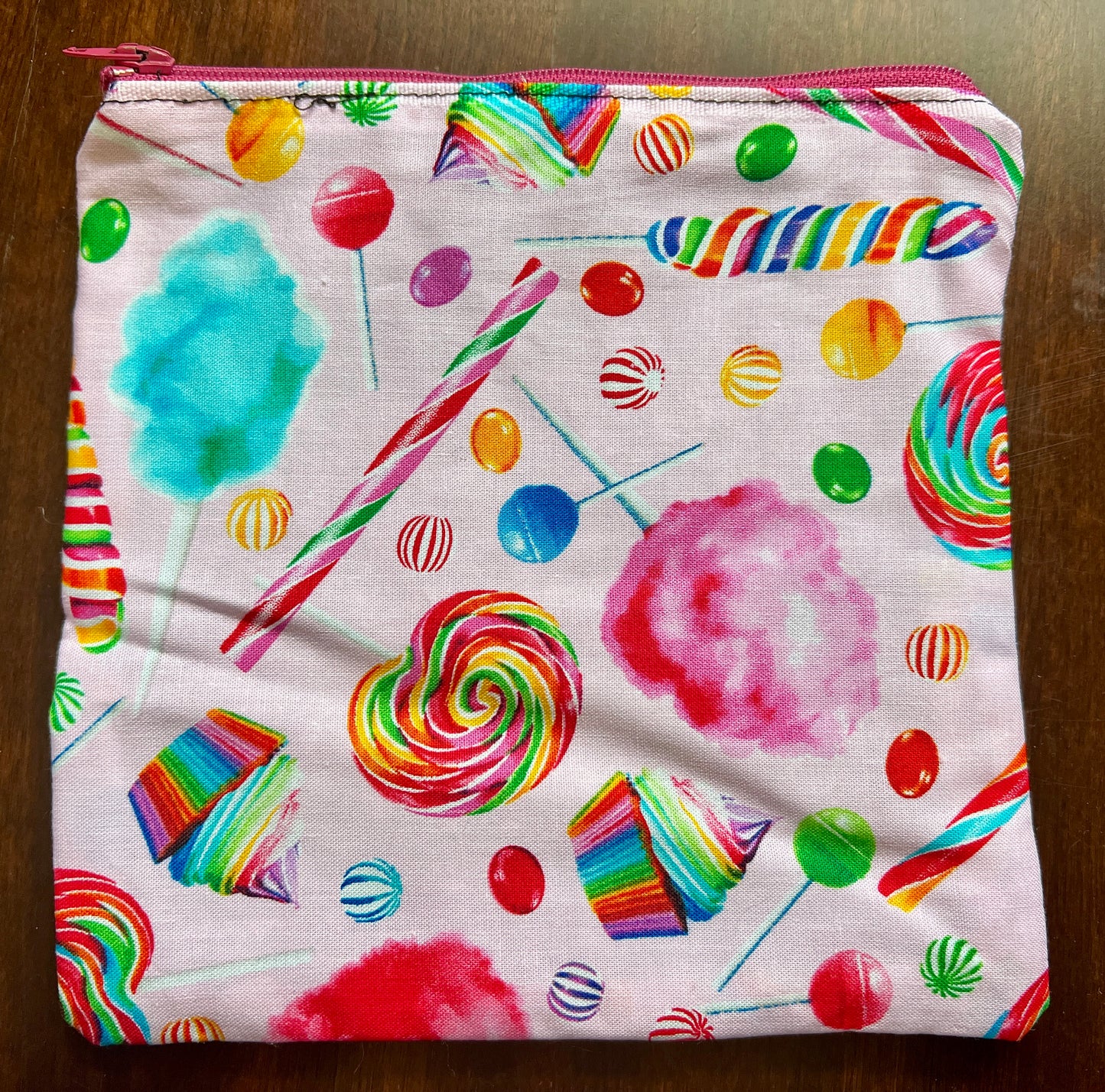 Hexie Pouch - Handsewn Fabric Zipper Pouch - Upcycled Reusable Bag Zip Pouch