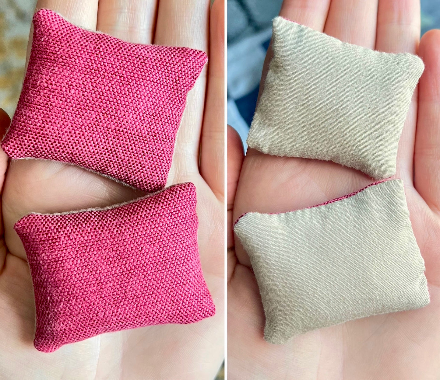 Doll Pillows E - Set of Two Handmade Miniatures - 1:12 Scale