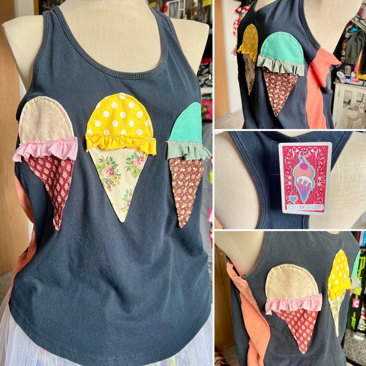 Ransom Note Tee Shirt or Tank Top - Ice Creams, Hexie Flowers,  Fringe or Bats