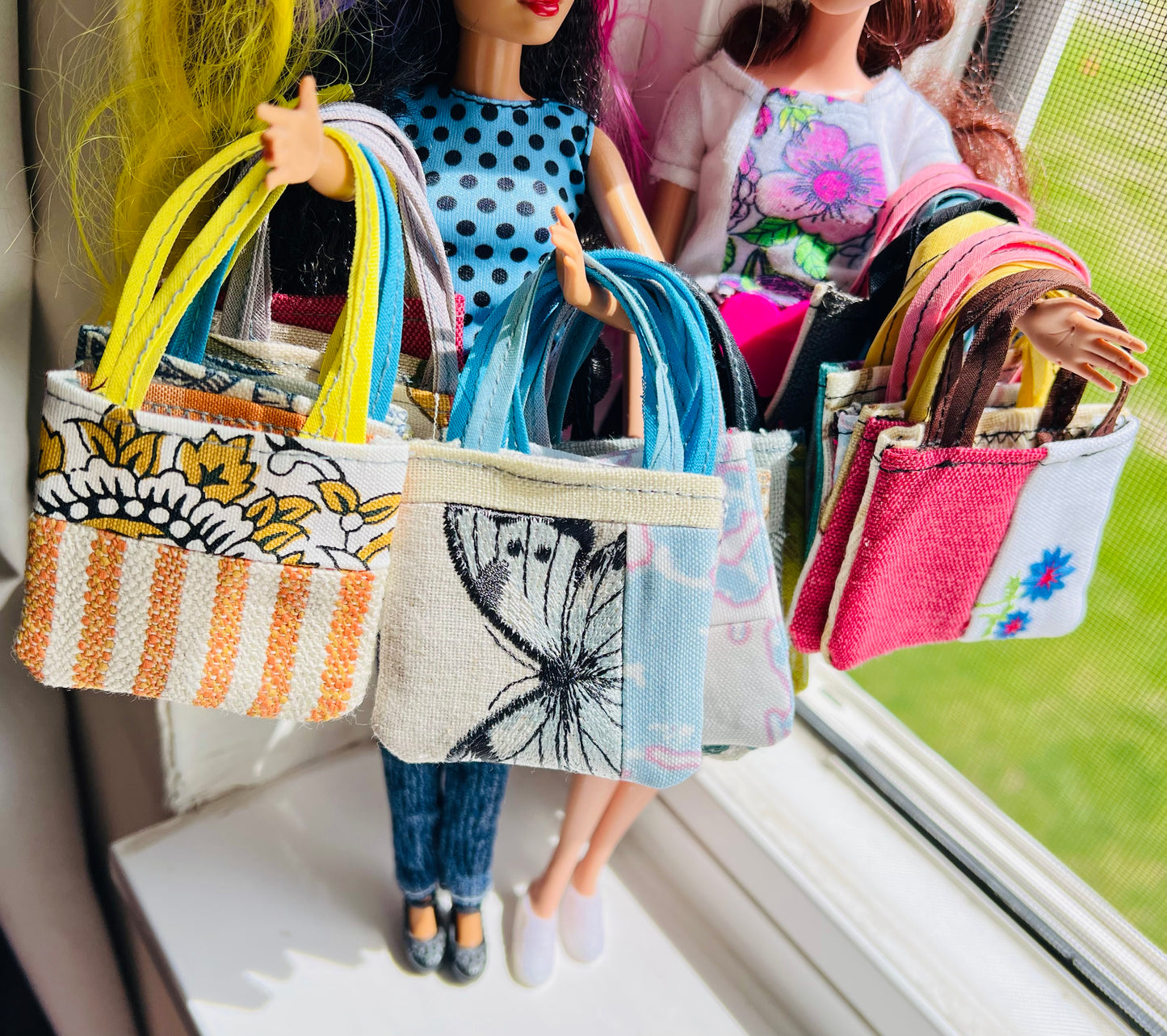Doll Accessories - Barbie Tote Bag, Embroidery, or Tiny Dollhouse