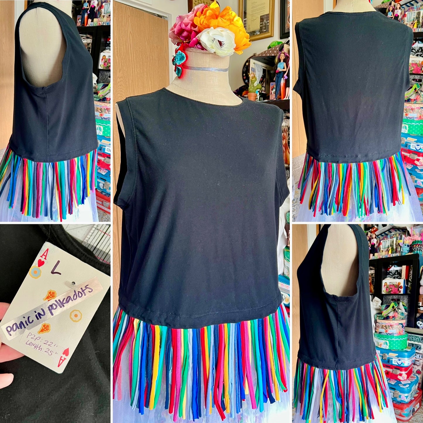 Ransom Note Tee Shirt or Tank Top - Ice Creams, Hexie Flowers,  Fringe or Bats