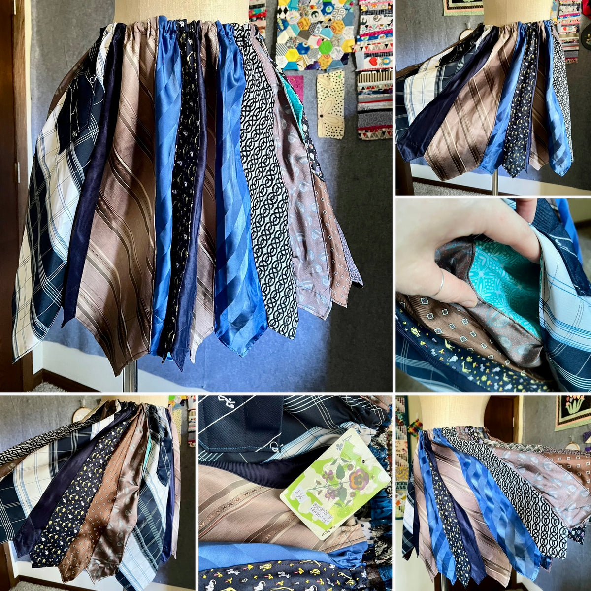 Panic Clothing - Skirt Collection - Patchwork or Neckties - Sustainable Upcycled with Pockets!