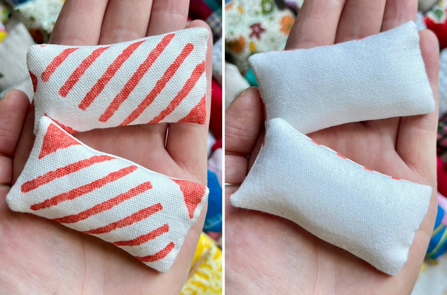 Doll Pillows E - Set of Two Handmade Miniatures - 1:12 Scale
