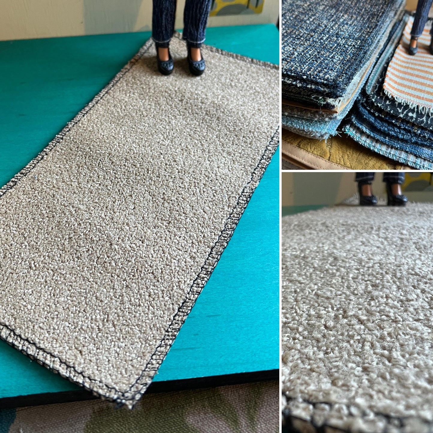 Miniature Dollhouse Rug - Upholstery Sample - 1:12 or 1:6 Scale
