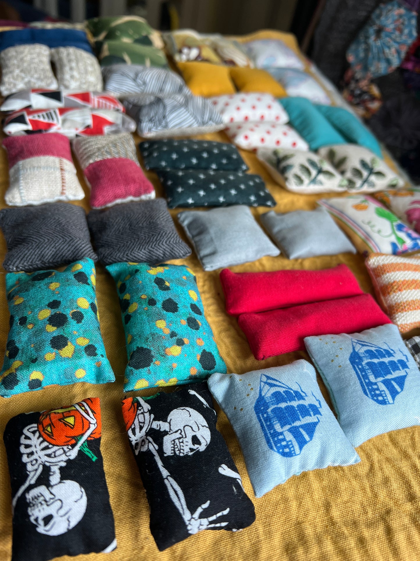 Doll Pillow Set of Two - Pair of Miniature Throw Pillows - 1:12 Scale