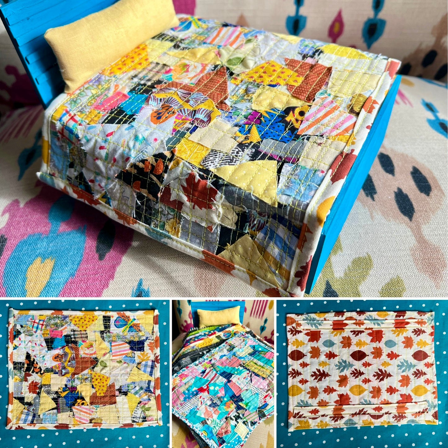 Cute Doll Quilt - Handmade Miniatures - 1:12 Scale