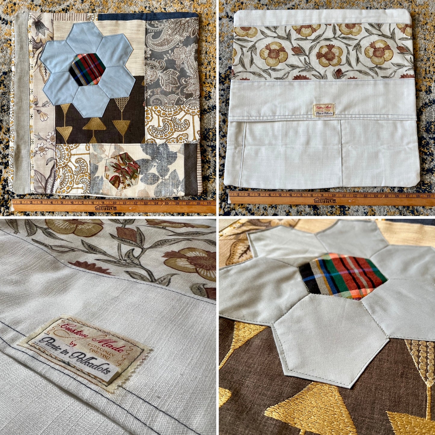 Large Pillow Cover - Envelope Back Closure - 18x18 inches - Designer Fabrics or Rainbow Stripes