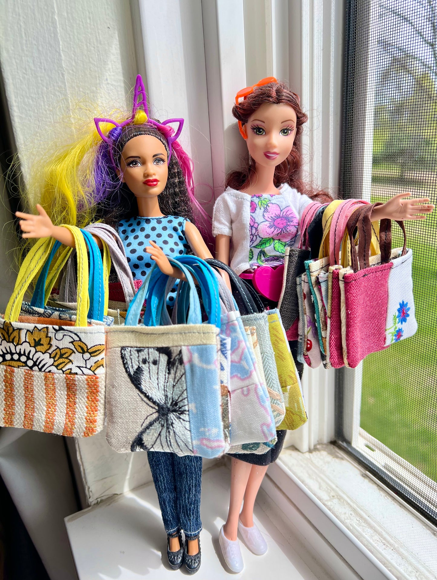 Doll Accessories - Barbie Tote Bag, Embroidery, or Tiny Dollhouse