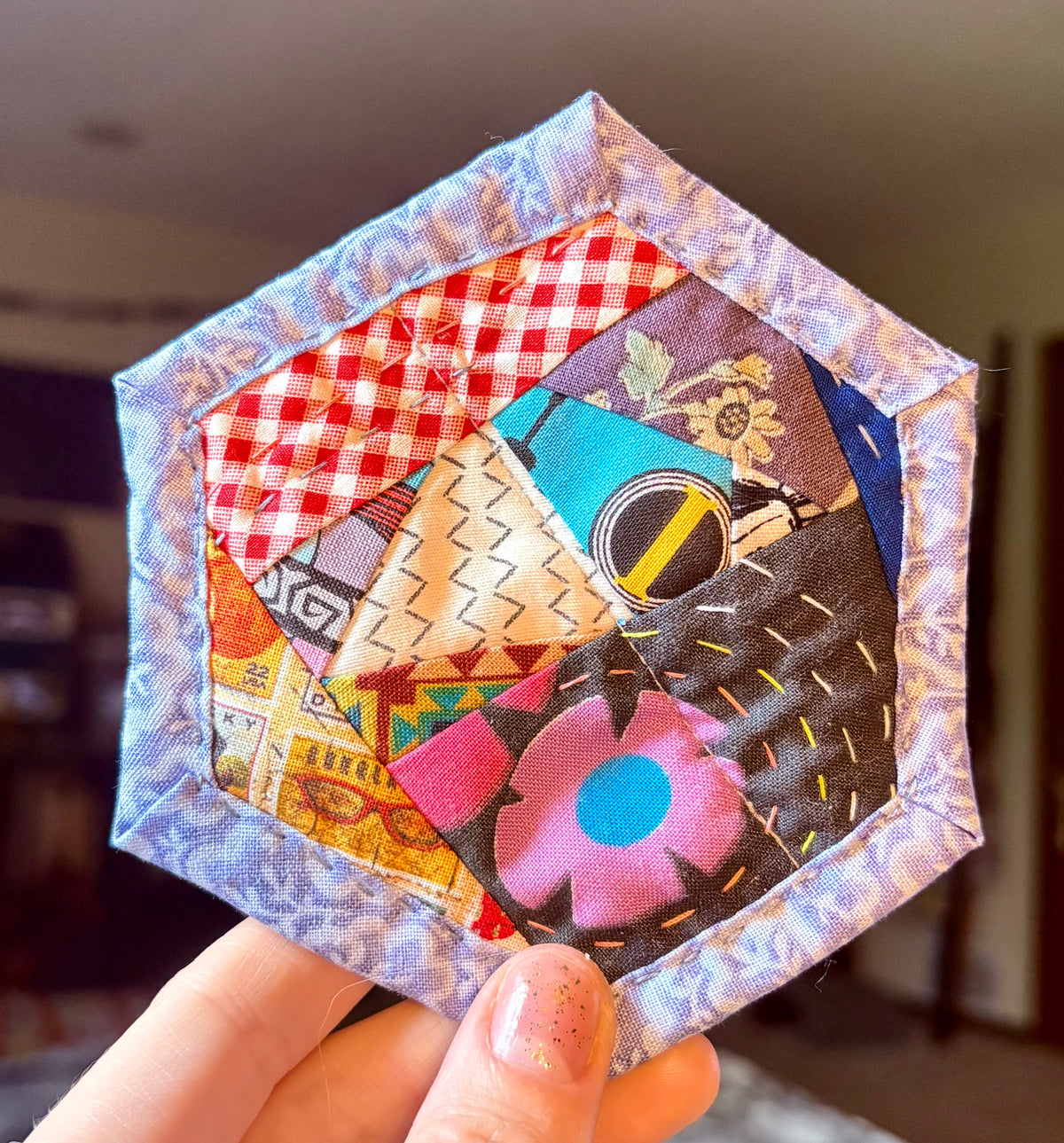 Quilted Coaster - Washable and Reusable - Squares or Hexagons -  Set of One