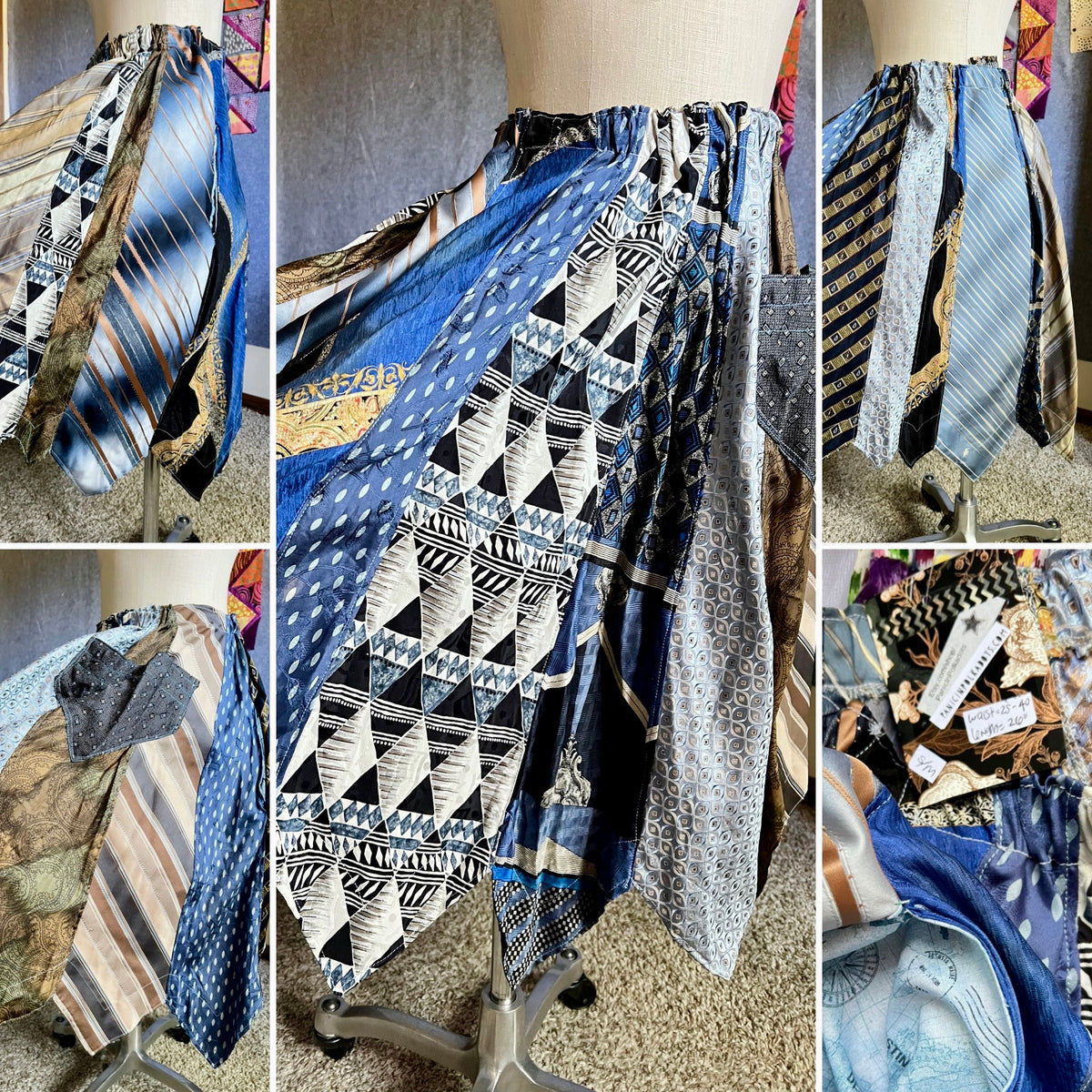 Panic Clothing - Skirt Collection - Patchwork or Neckties - Sustainable Upcycled with Pockets!