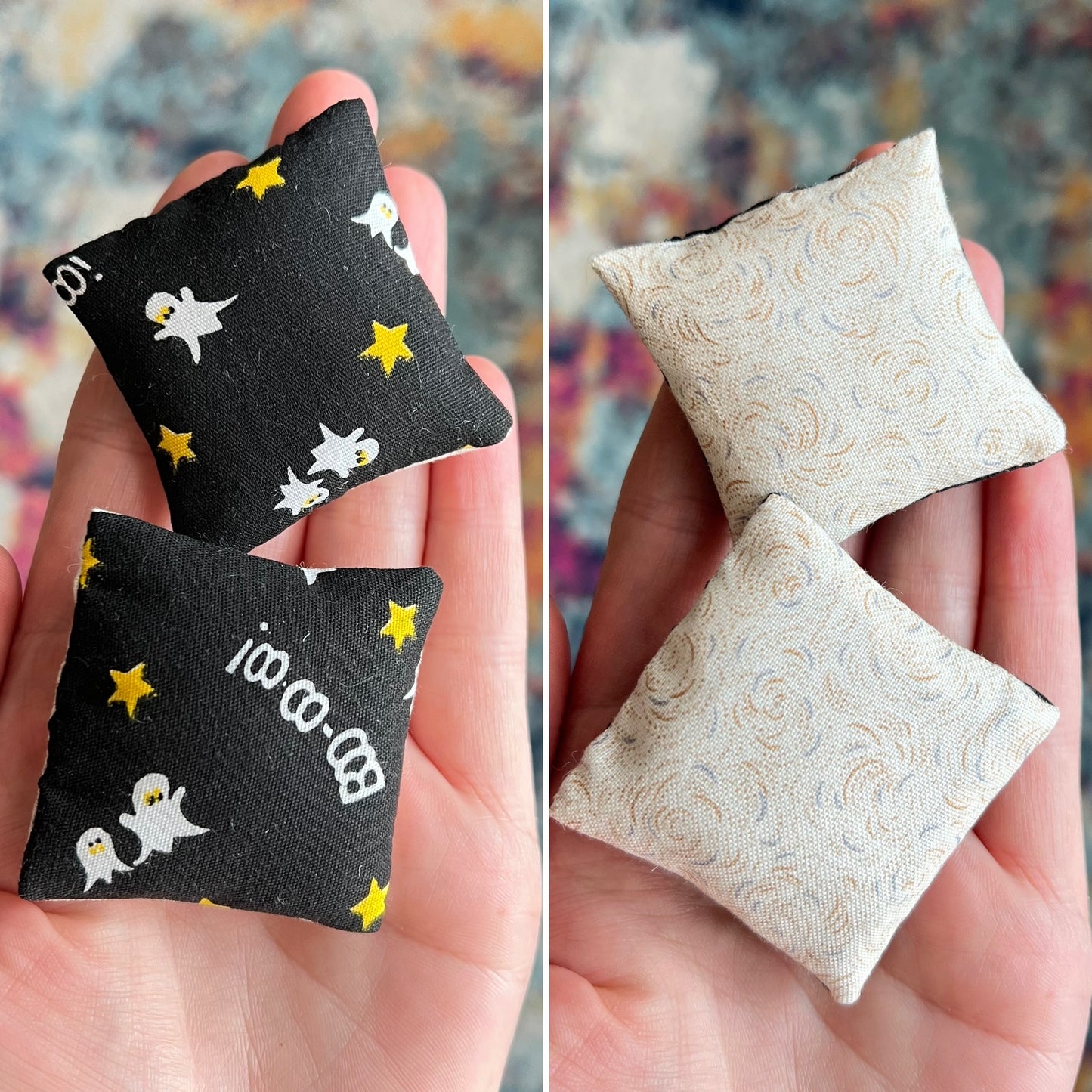 Doll Pillows E - Set of Two Handmade Miniatures - 1:12 Scale