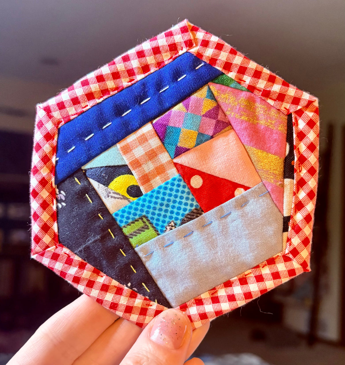 Quilted Coaster - Washable and Reusable - Squares or Hexagons -  Set of One