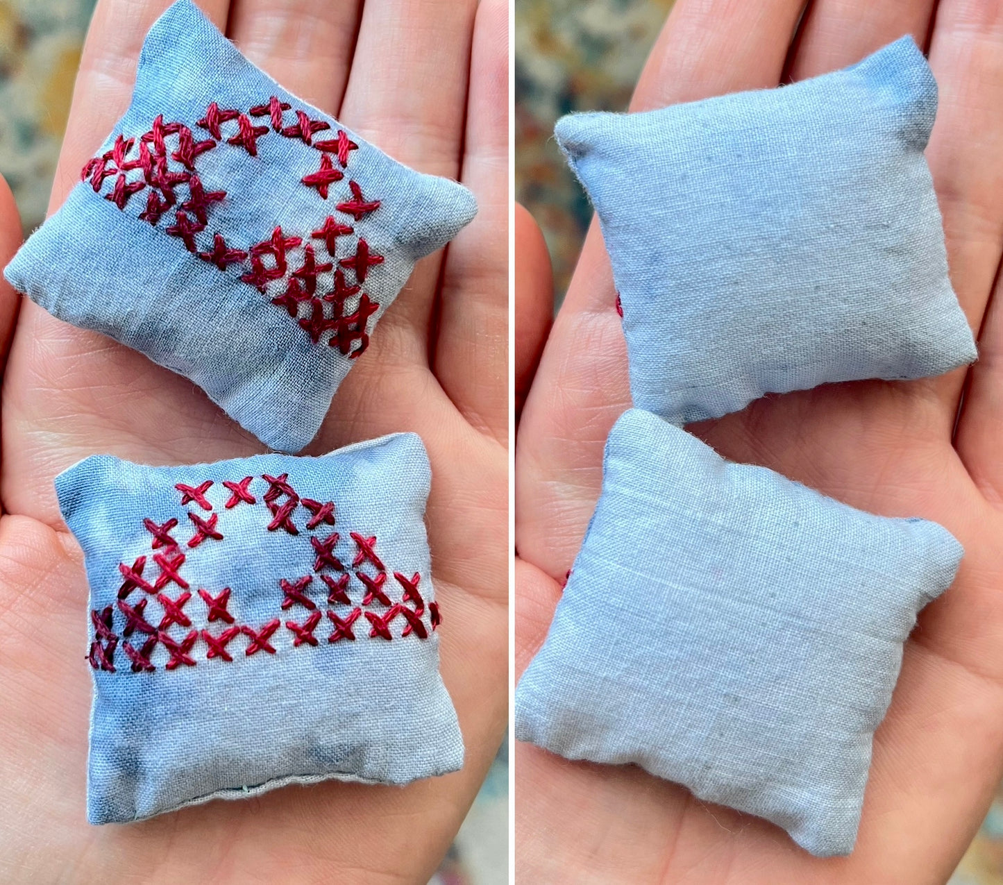 Doll Pillows E - Set of Two Handmade Miniatures - 1:12 Scale