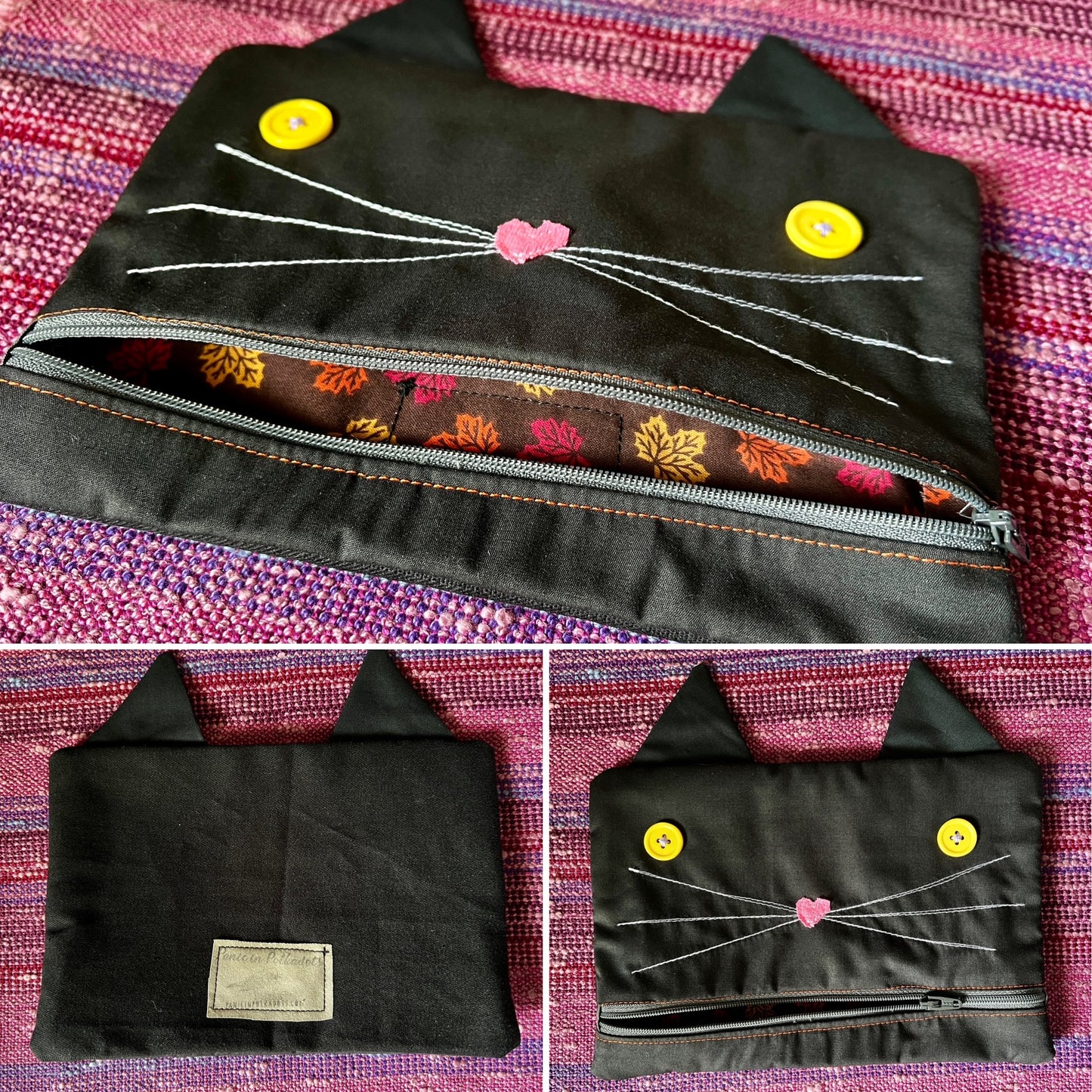 Hexie Pouch - Handsewn Fabric Zipper Pouch - Upcycled Reusable Bag Zip Pouch
