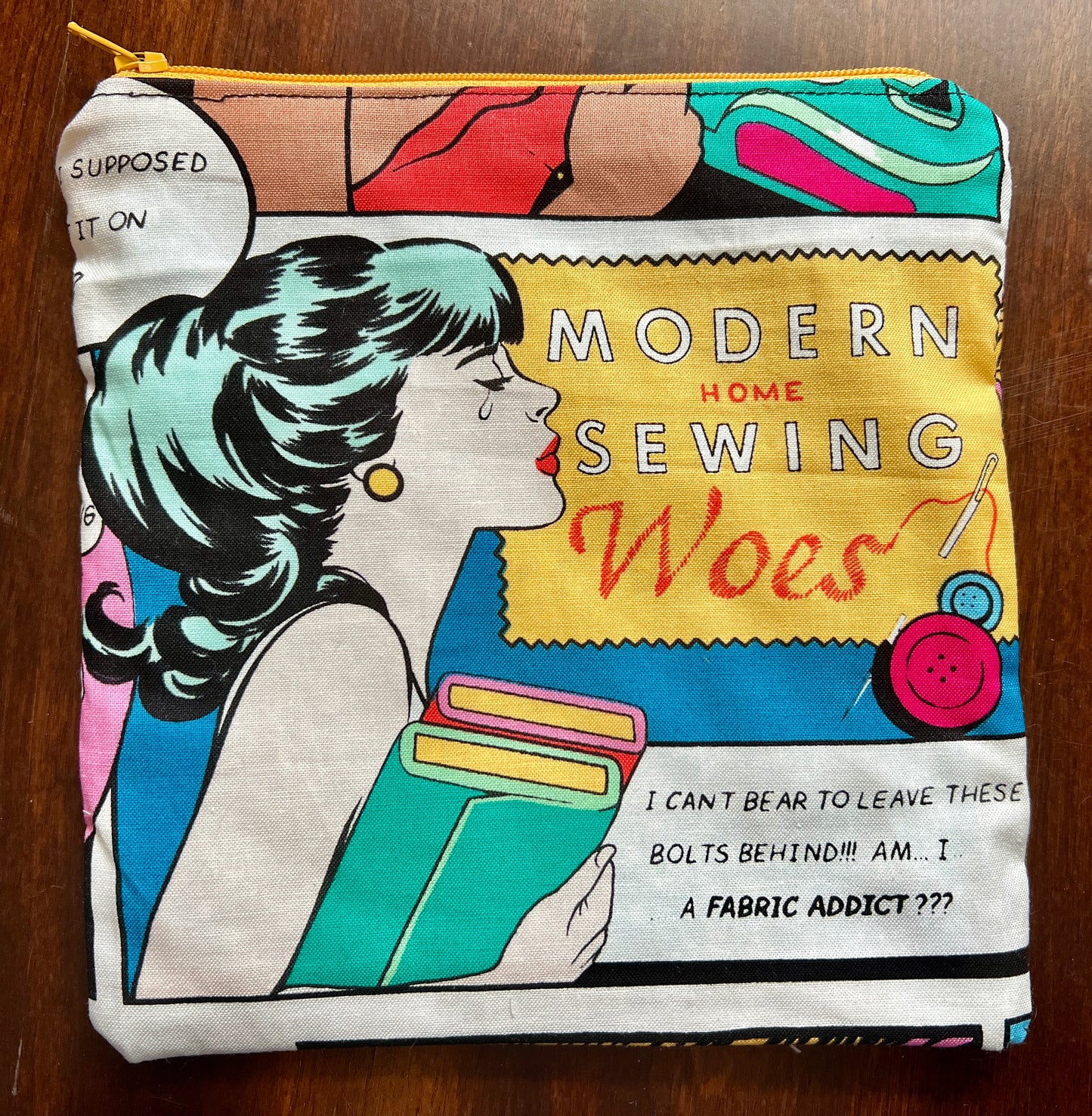 Hexie Pouch - Handsewn Fabric Zipper Pouch - Upcycled Reusable Bag Zip Pouch