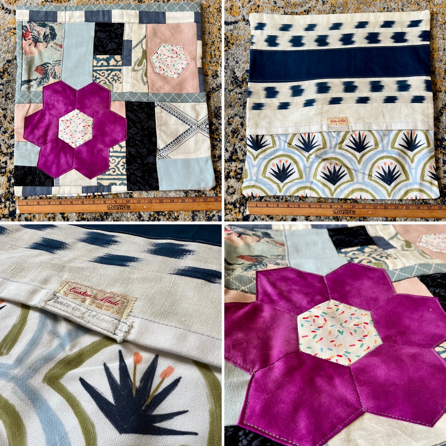 Large Pillow Cover - Envelope Back Closure - 18x18 inches - Designer Fabrics or Rainbow Stripes