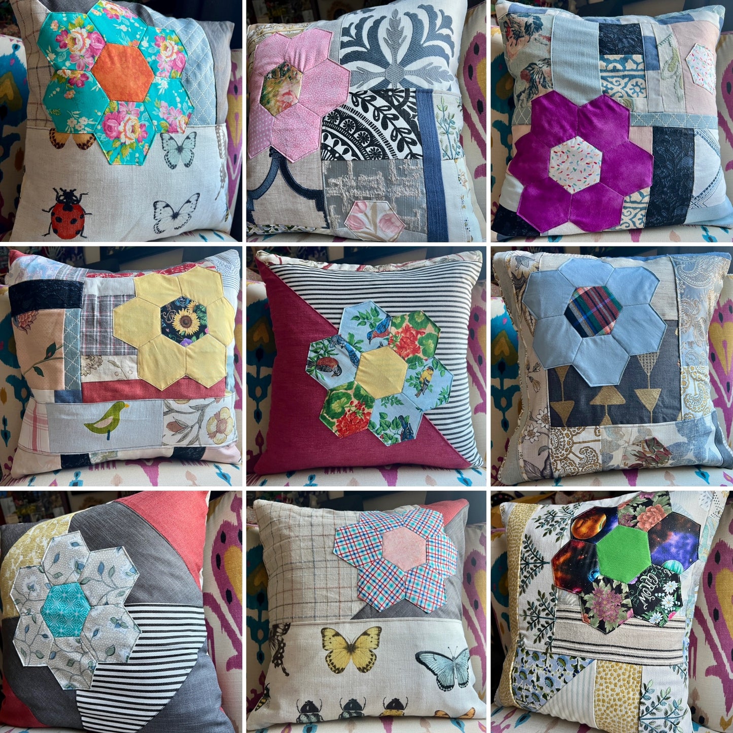 Large Pillow Cover - Envelope Back Closure - 18x18 inches - Designer Fabrics or Rainbow Stripes