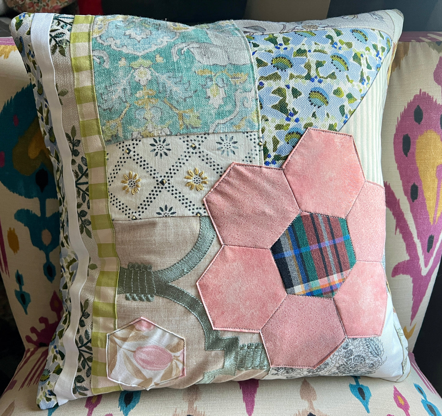 Large Pillow Cover - Envelope Back Closure - 18x18 inches - Designer Fabrics or Rainbow Stripes