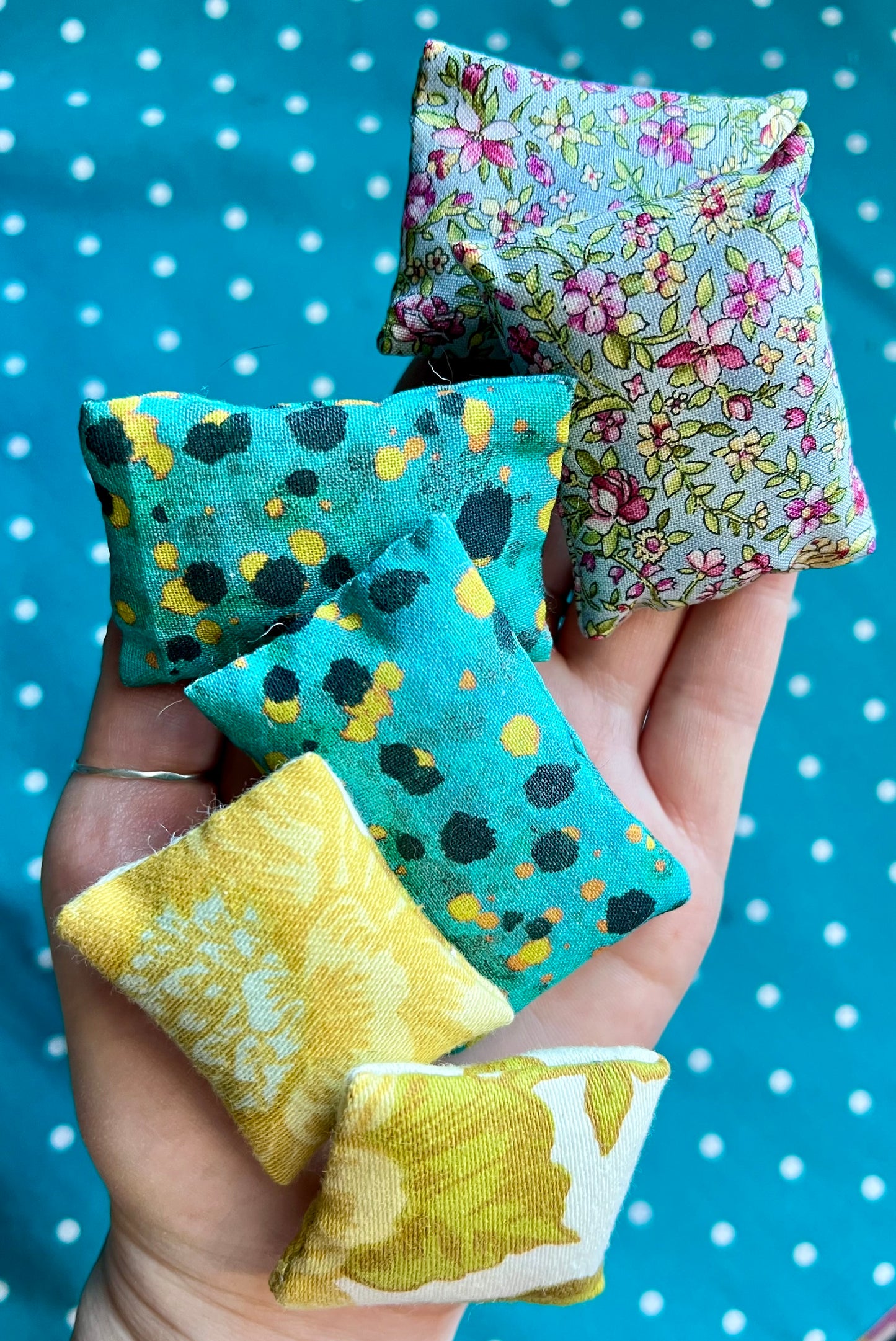 Doll Pillows E - Set of Two Handmade Miniatures - 1:12 Scale