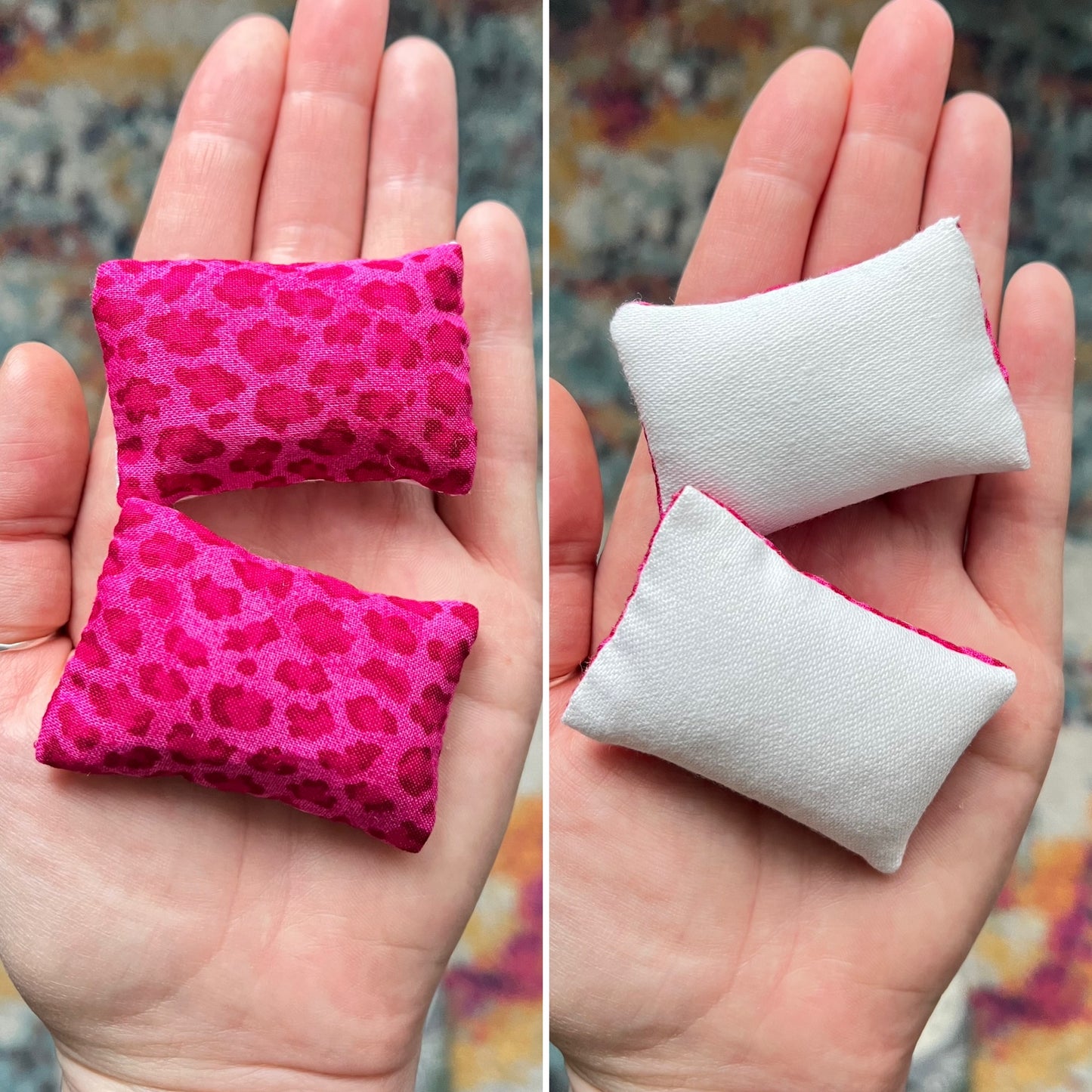 Doll Pillows E - Set of Two Handmade Miniatures - 1:12 Scale