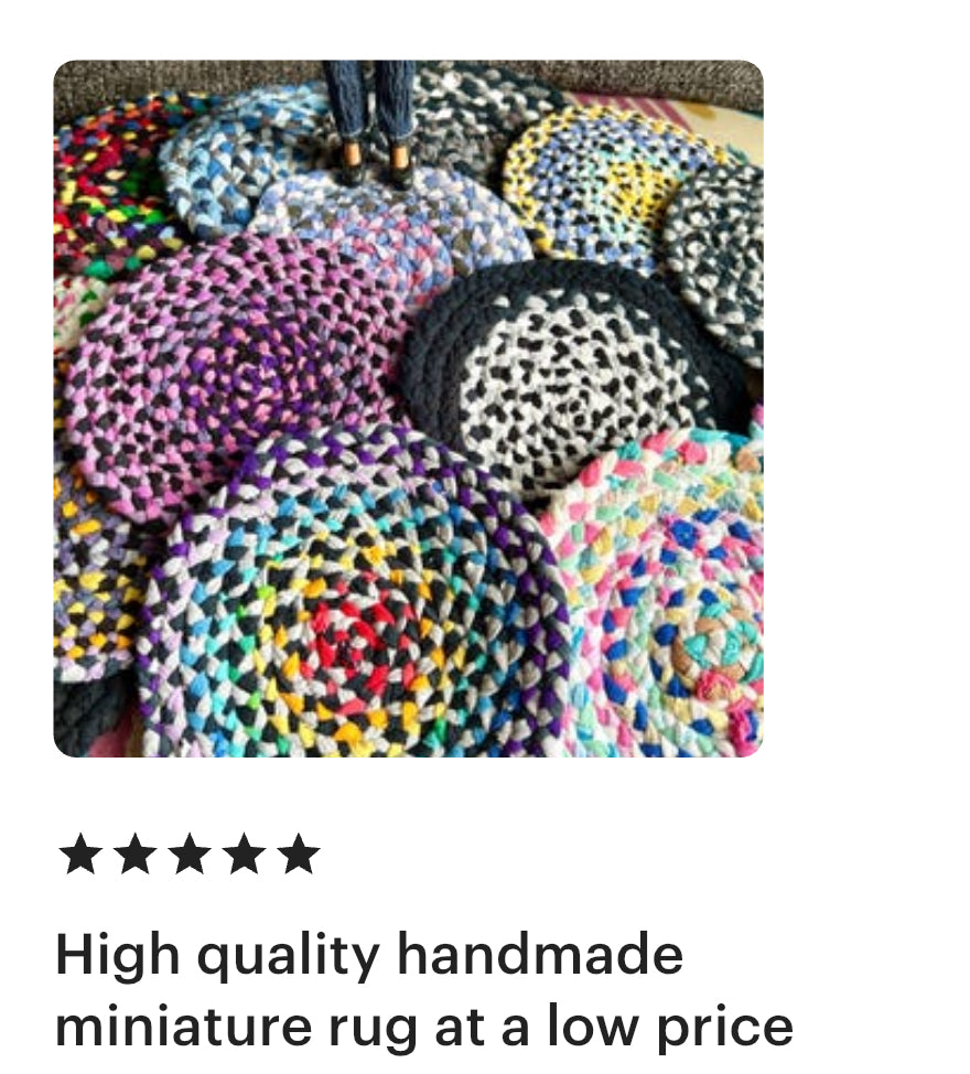 Dollhouse Rug - 5" Diameter Braided -  Miniature 1:12 or 1:6 Scale