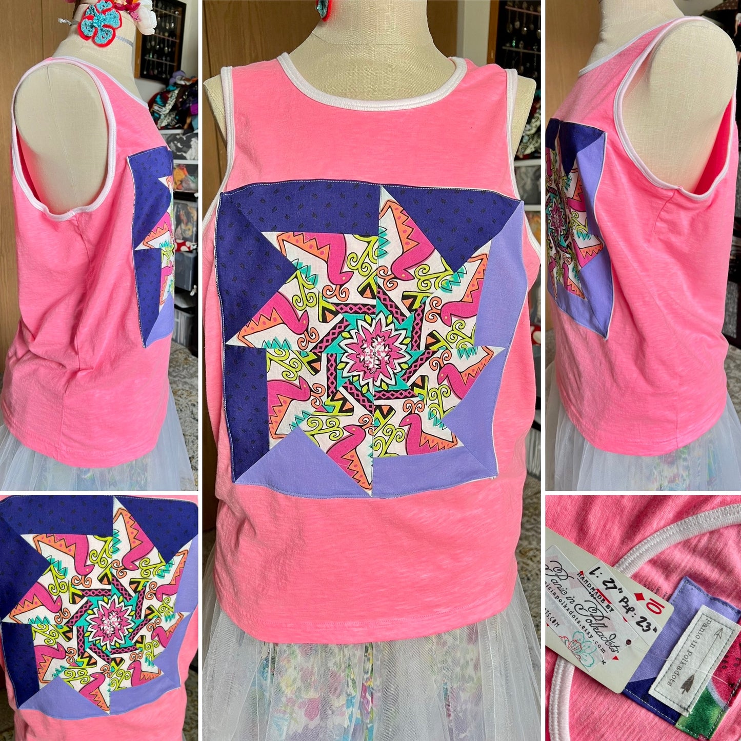 Ransom Note Tee Shirt or Tank Top - Ice Creams, Hexie Flowers,  Fringe or Bats