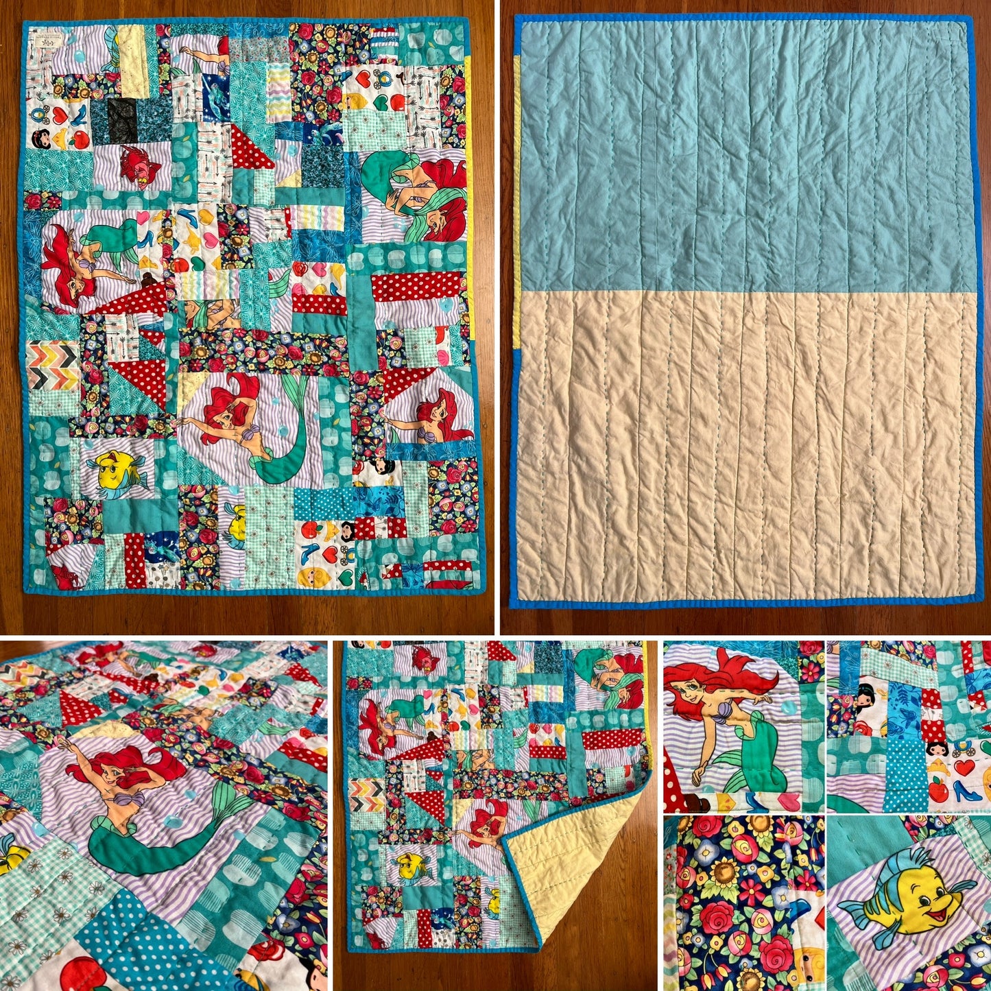 Pet Blanket Quilt - Small Baby Quilt - Hand-quilted Embroidery Detail