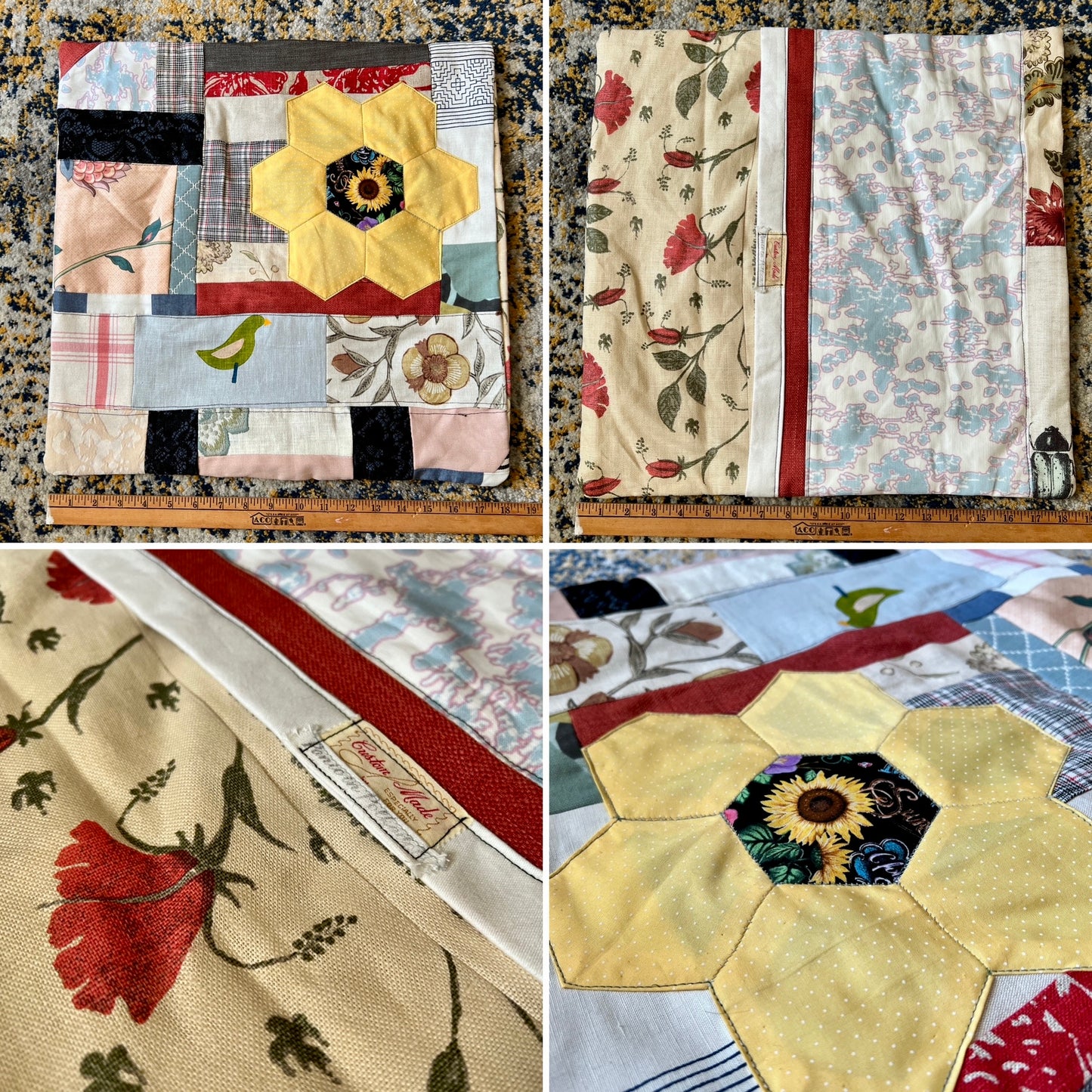 Large Pillow Cover - Envelope Back Closure - 18x18 inches - Designer Fabrics or Rainbow Stripes