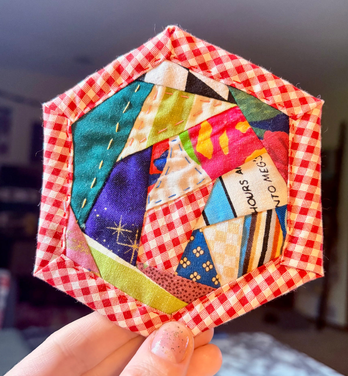 Quilted Coaster - Washable and Reusable - Squares or Hexagons -  Set of One