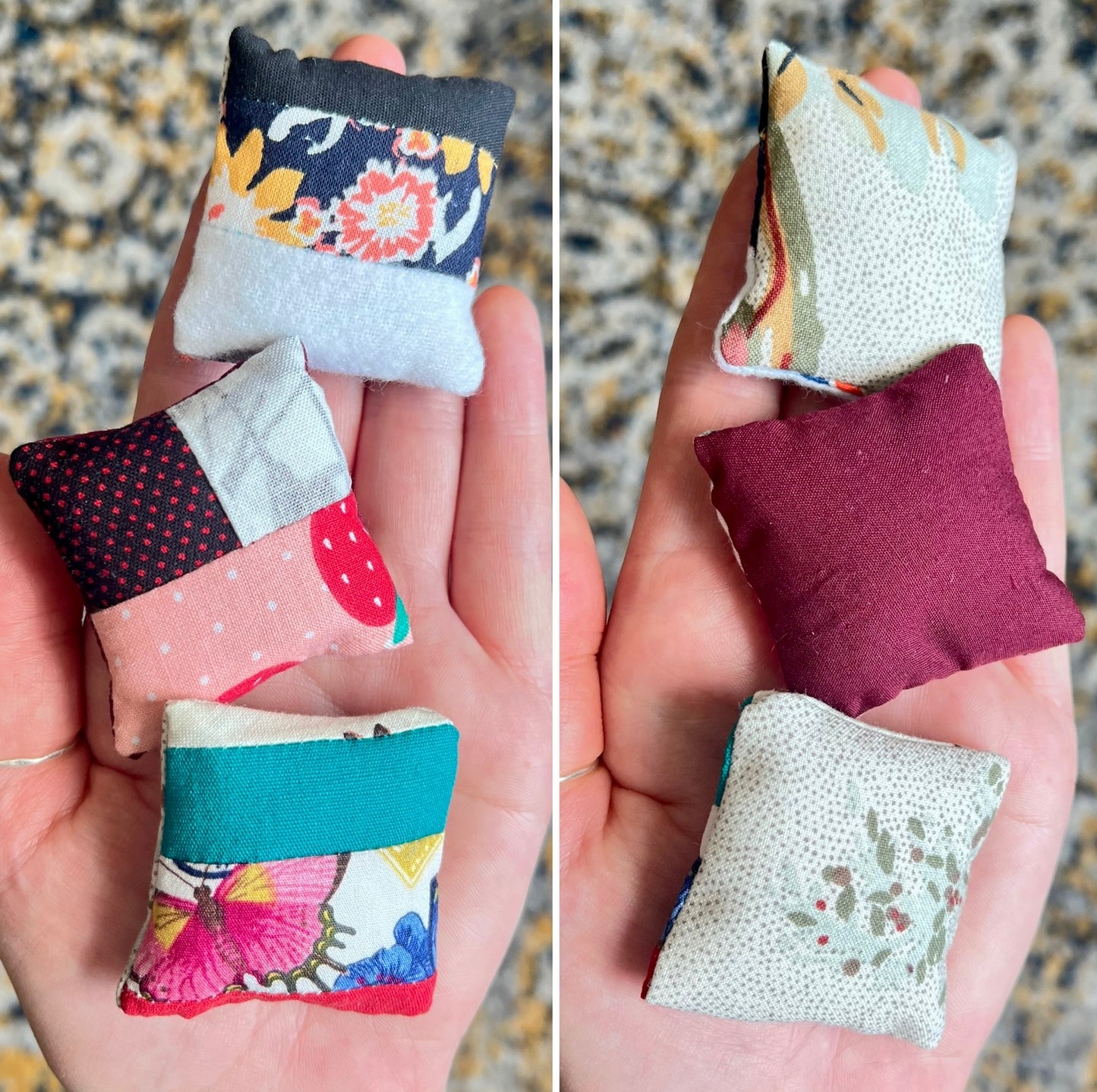 Doll Pillows C - Patchwork Sold Individually - 1:12 Scale