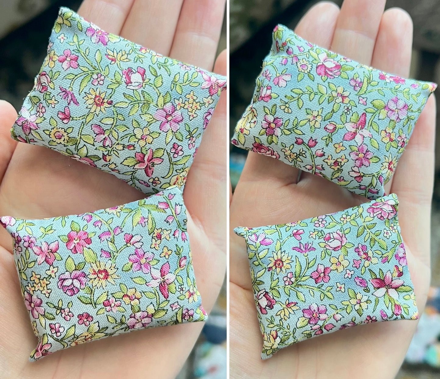 Doll Pillows E - Set of Two Handmade Miniatures - 1:12 Scale
