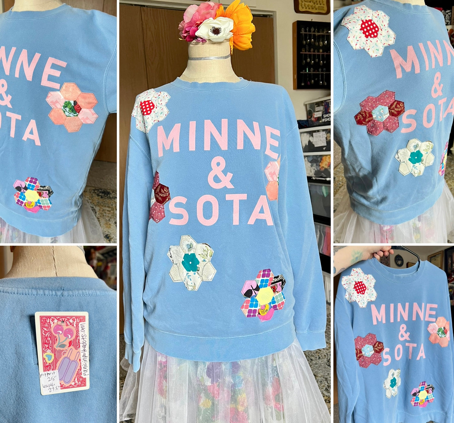 A Quilty Crewneck Sweatshirt or Longsleeve Tee - Thrifted Upcycled Clothing