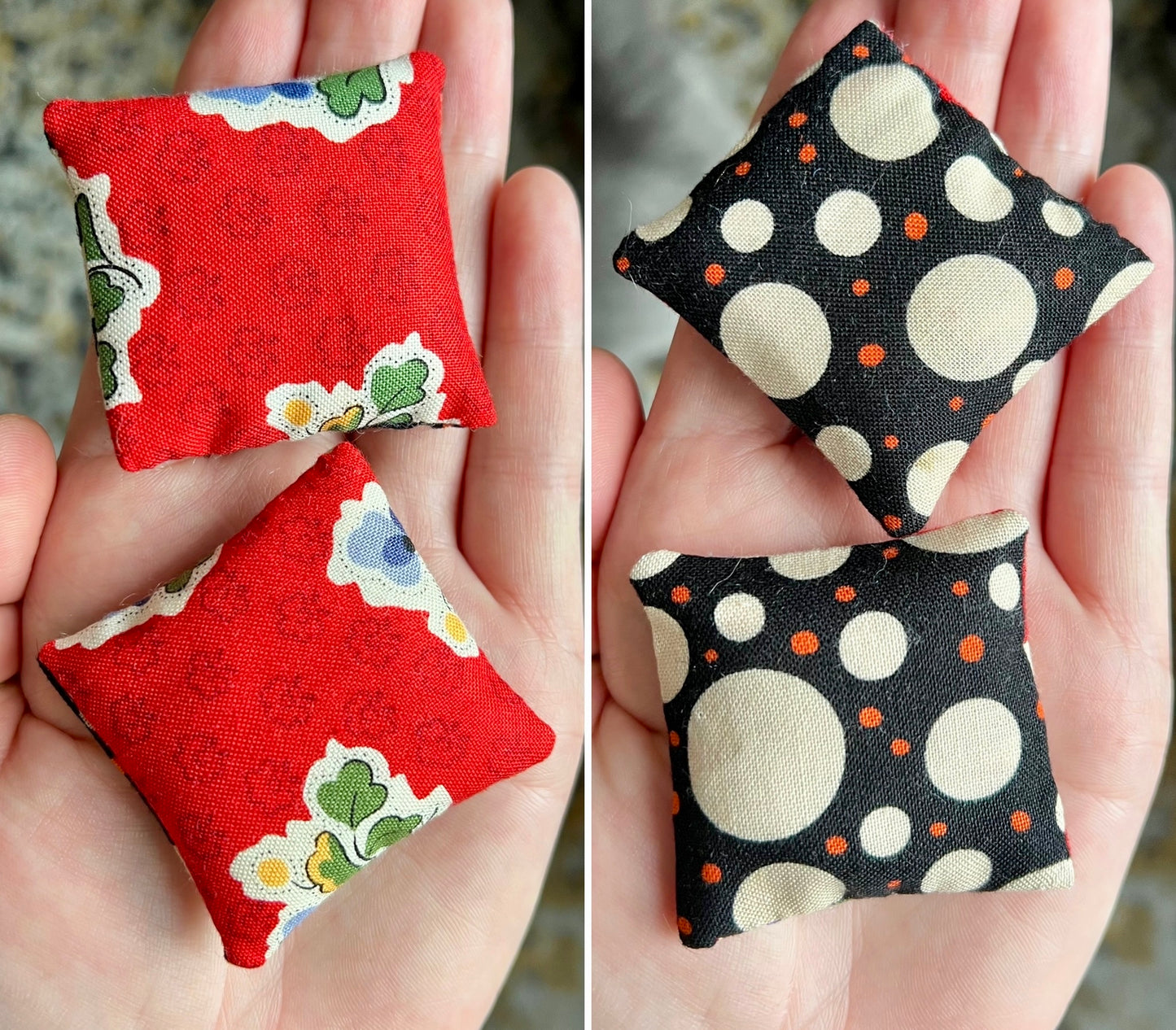 Doll Pillows E - Set of Two Handmade Miniatures - 1:12 Scale