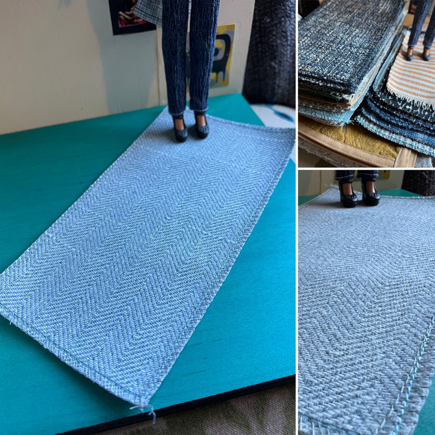 Miniature Dollhouse Rug - Upholstery Sample - 1:12 or 1:6 Scale