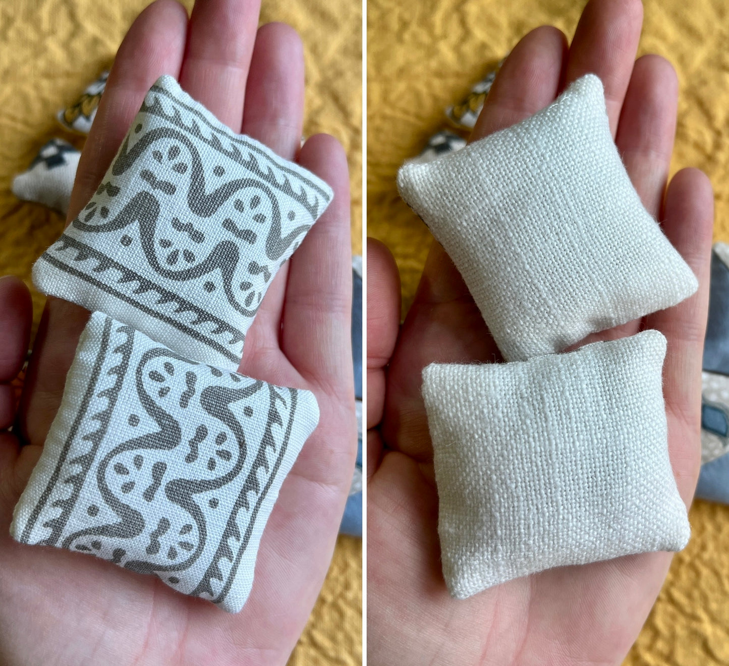 Doll Pillow Set of Two - Pair of Miniature Throw Pillows - 1:12 Scale