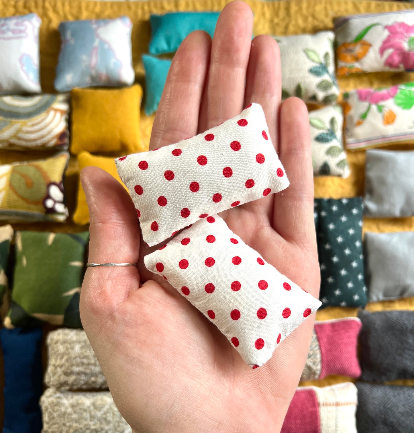 Doll Pillow Set of Two - Pair of Miniature Throw Pillows - 1:12 Scale