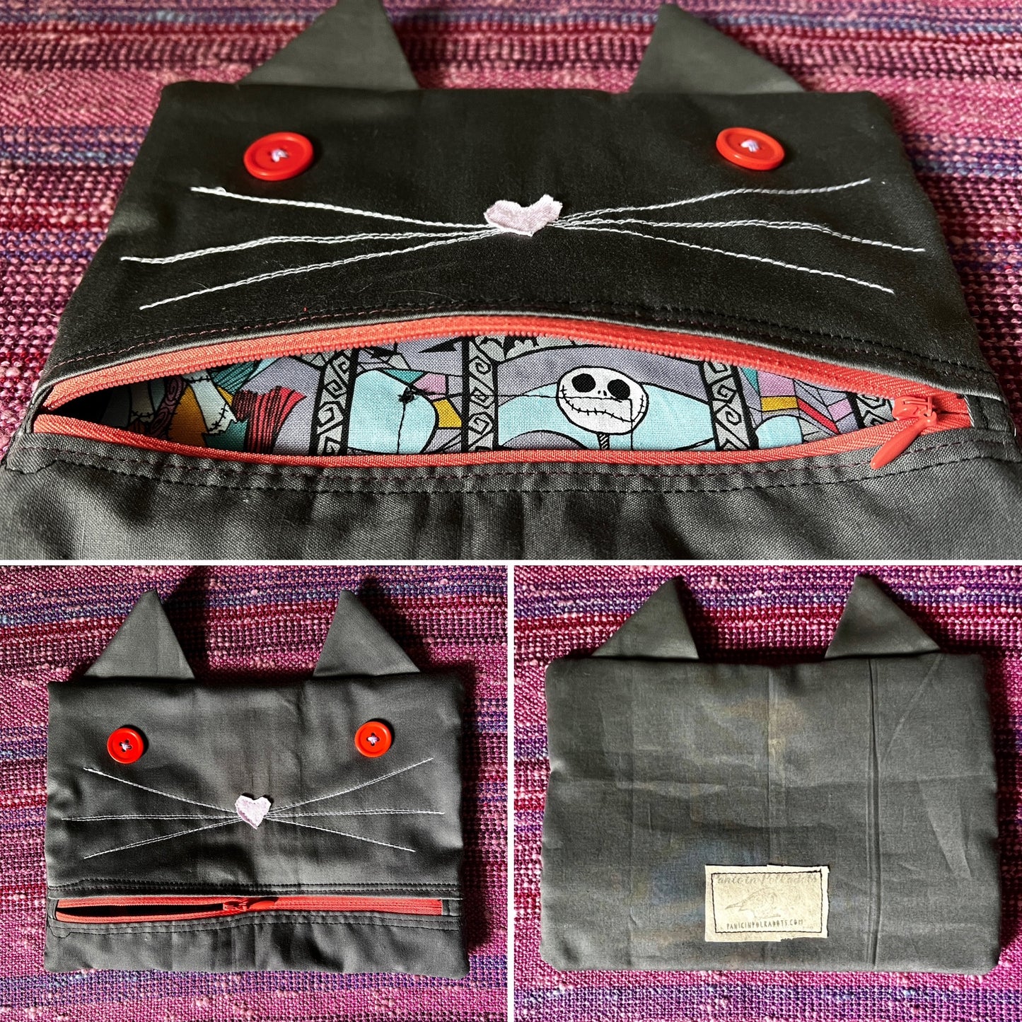 Hexie Pouch - Handsewn Fabric Zipper Pouch - Upcycled Reusable Bag Zip Pouch