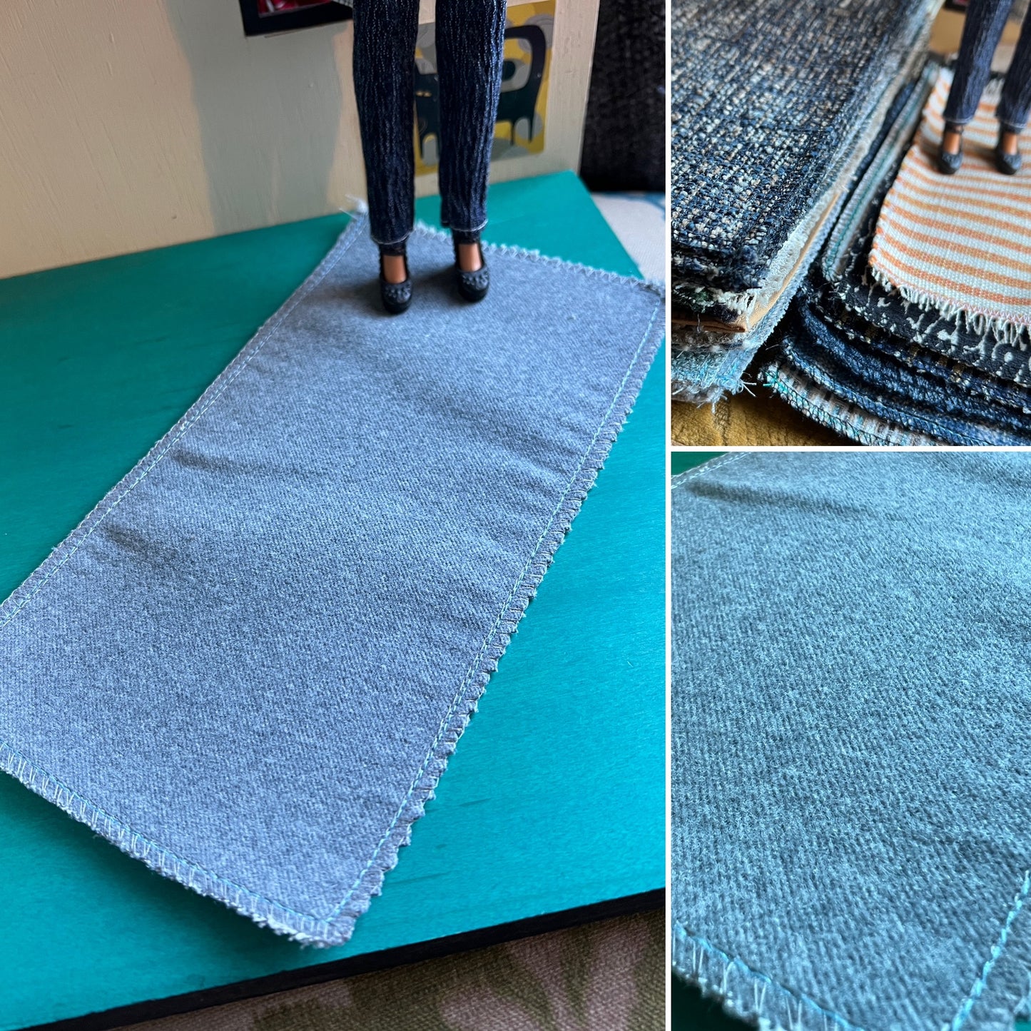 Miniature Dollhouse Rug - Upholstery Sample - 1:12 or 1:6 Scale