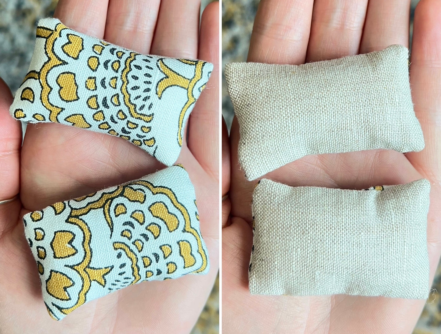 Doll Pillows E - Set of Two Handmade Miniatures - 1:12 Scale