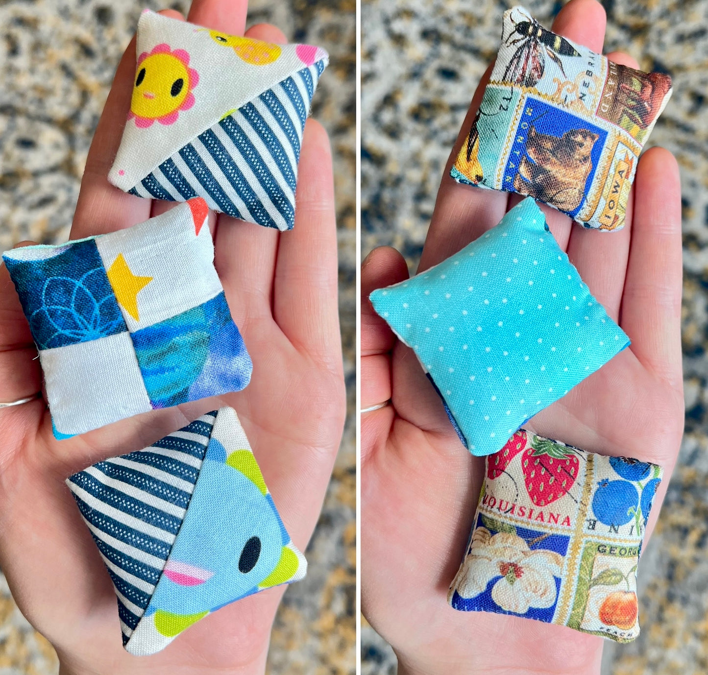 Doll Pillows C - Patchwork Sold Individually - 1:12 Scale