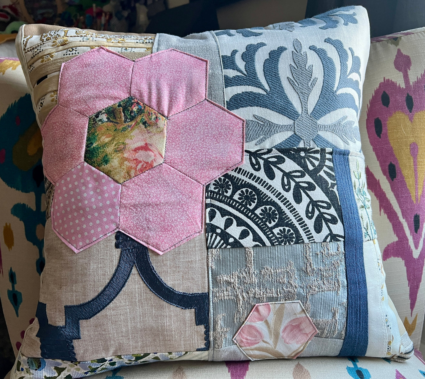 Large Pillow Cover - Envelope Back Closure - 18x18 inches - Designer Fabrics or Rainbow Stripes