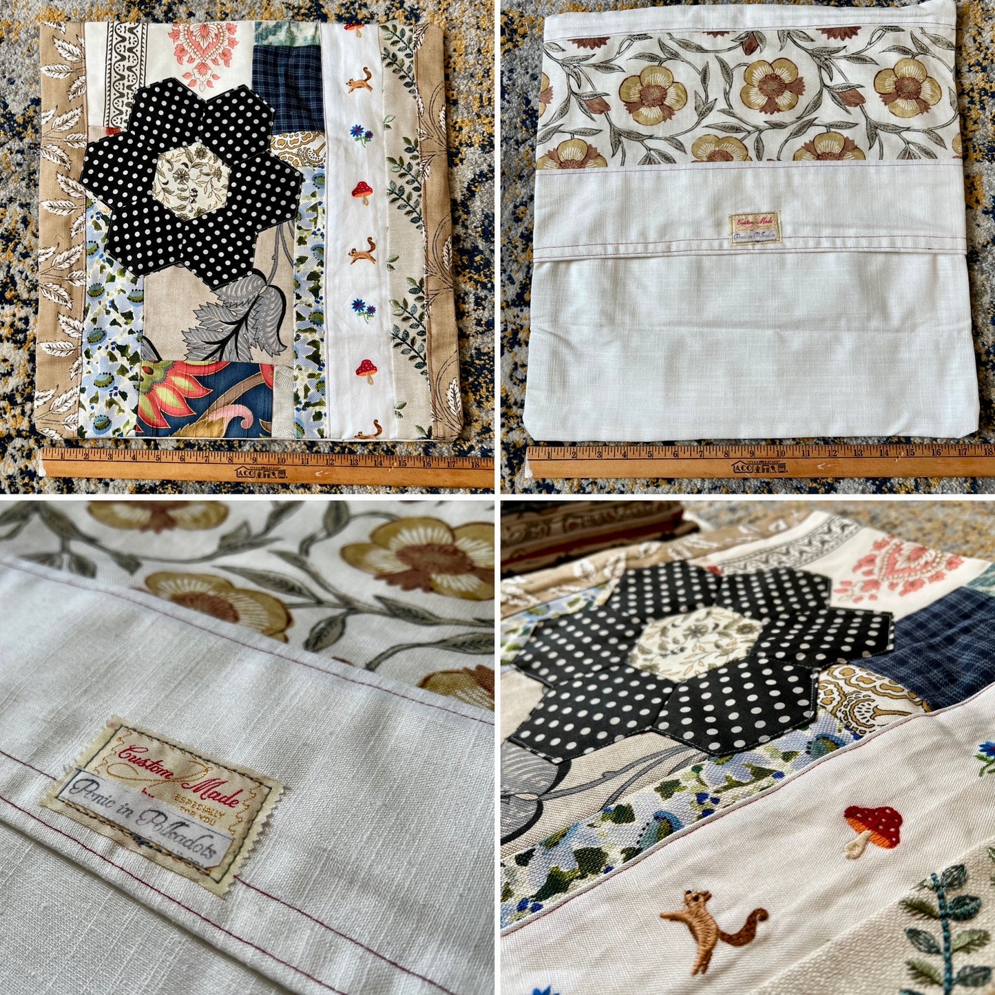 Large Pillow Cover - Envelope Back Closure - 18x18 inches - Designer Fabrics or Rainbow Stripes