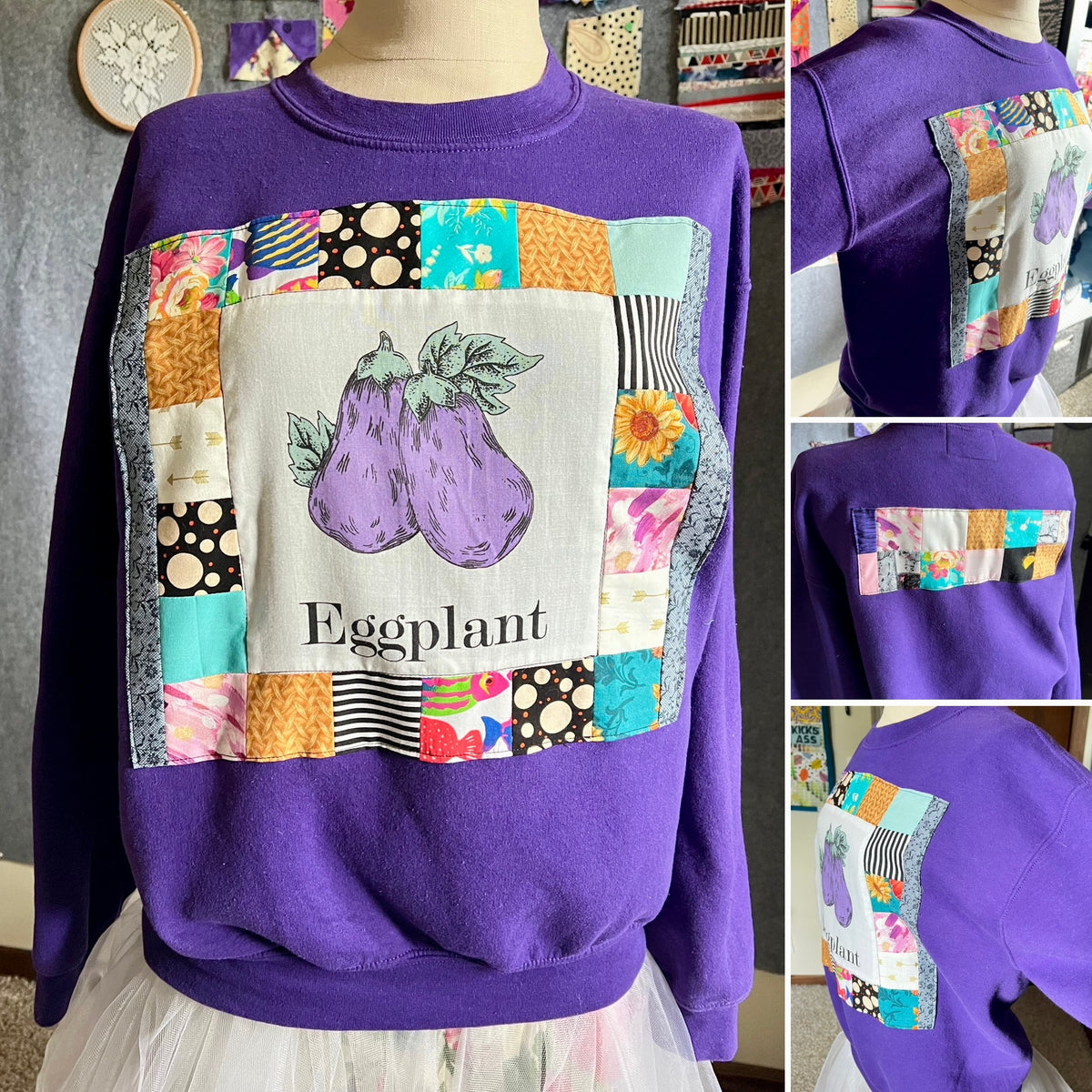 A Quilty Crewneck Sweatshirt or Longsleeve Tee - Thrifted Upcycled Clothing
