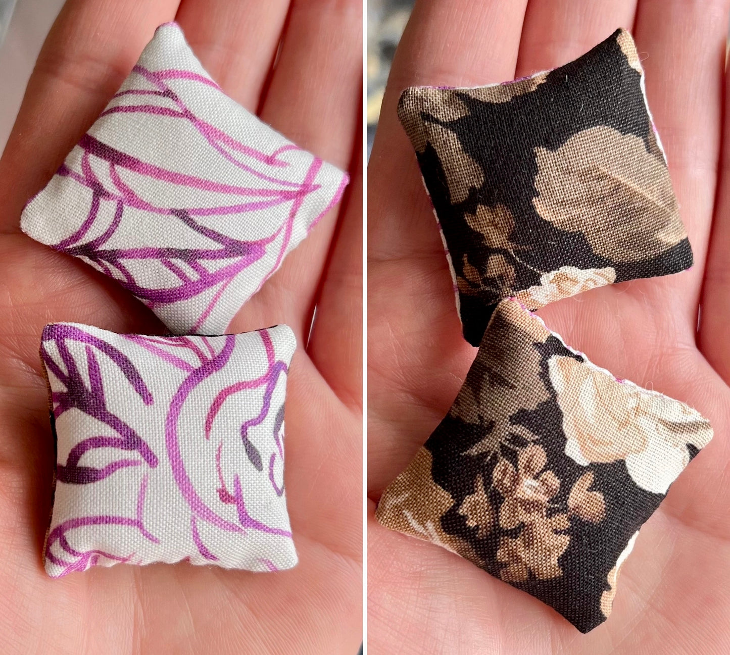 Doll Pillows A - Tiny Set of Two Handmade Miniatures - 1:12 Scale or 1:24 Scale
