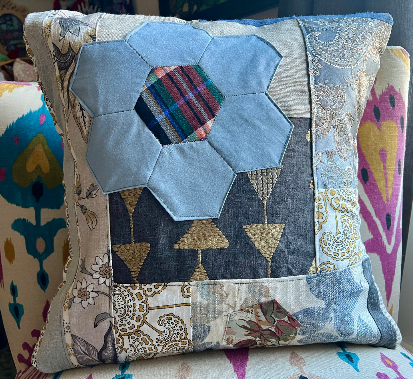 Large Pillow Cover - Envelope Back Closure - 18x18 inches - Designer Fabrics or Rainbow Stripes