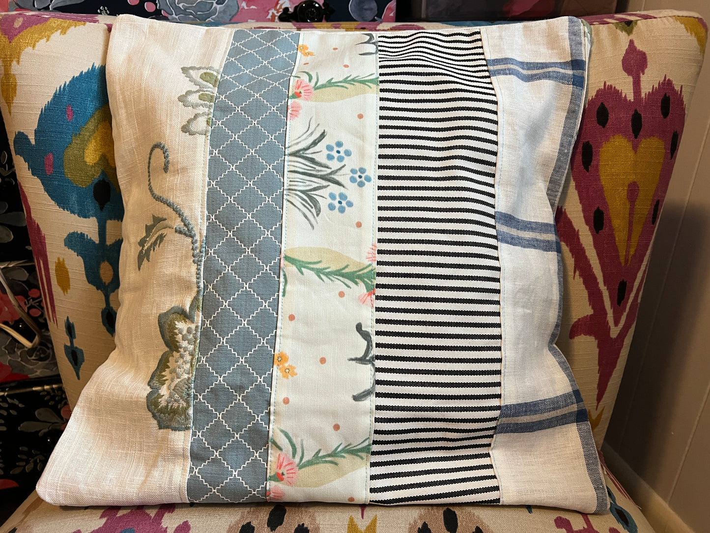 Large Pillow Cover - Envelope Back Closure - 18x18 inches - Designer Fabrics or Rainbow Stripes